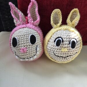 Crochet Funny Face Ball Set in Pink Or Yellow great for Indoor Games